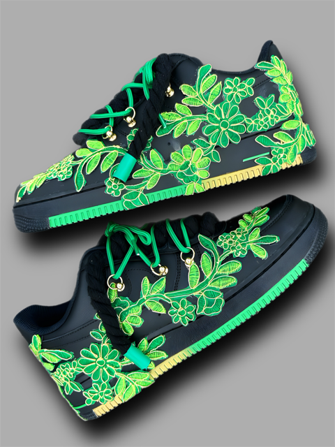 Green forest floral custom Af1